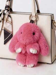 POKOJA LAND 1 Paquete de Llavero de Conejo Suave y Esponjoso, Llavero de Conejo Colorido y Lindo, Anillos con Pompón de Piel de Conejo, Accesorio Colgante para Mujer, Lindo Regalo de Cumpleaños para Mujeres/Niñas, Llavero de Piel Sintética Premium - Multicolor - Ver 8