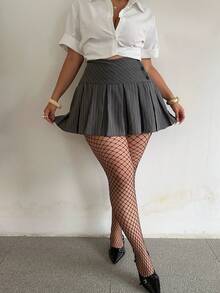 GalTyme Plus Size Women's Fashionable Sexy Hollow Out Fishnet Leggings - Black - View 2