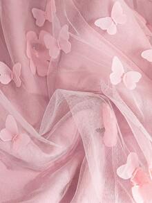 Ellevyn 浪漫优雅提花蝴蝶中长裙 - 粉色 - 查看 5