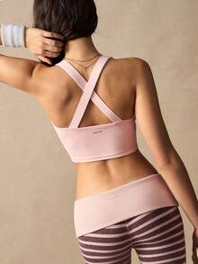 VARSIVA Top deportivo corto sin espalda de unicolor con cuello halter - Rosa Pálido - Ver 5