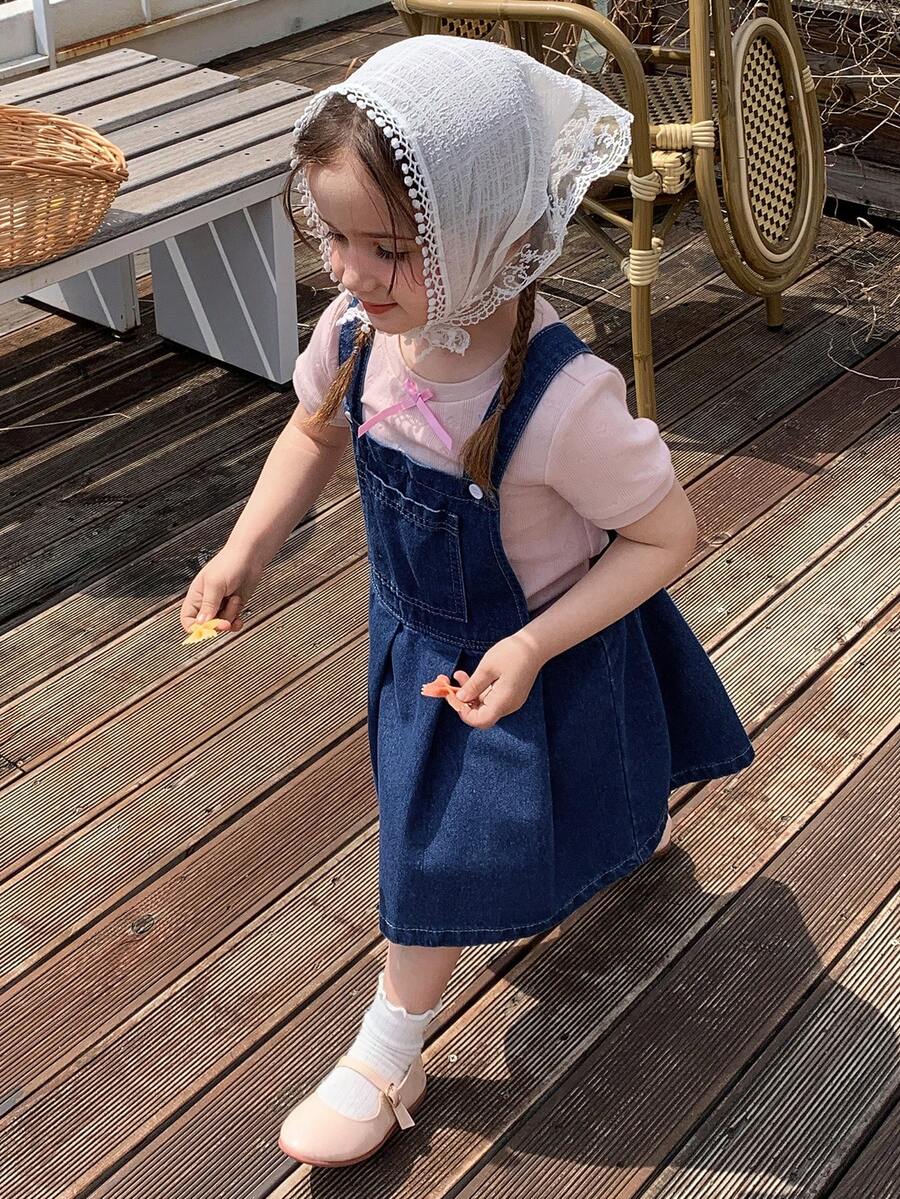Dazy Kids Young Girl' Cute Denim Pinafore Dress Sun Dresses - Blue - View 1