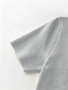 SHEIN Franclia 女士纯色简约短袖针织上衣，休闲日常穿着 - 淺灰色 - 查看 5