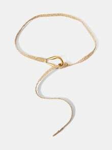 PREMIUM Dây thắt lưng bện dài màu mơ - Màu be - Xem 3