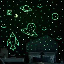 100pcs Moon & Star Pattern Glow In The Dark Wall Sticker, Modern PVC Wall Decal For Home Wall Decoration, Stickers, Wall Decal, Vinyl Decal For Home Decorations, Spring Decoration Items Refresh Your Home, Rama Decoration Stickers Gifts Birthday Graduation - one-size - View 4