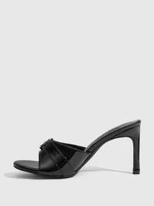 CUCCOO SZL Zapatos de mujer nuevos con punta abierta de moda, punta redonda con temperamento sexy, color negro, hermosas sandalias de tacón de aguja estilo europeo y americano versátiles - Negro 110 - Ver 4