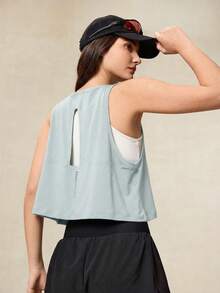 OutZeal Kaos Olahraga Wanita untuk Gym, Musim Panas, Lari, Latihan, Campuran Wol Tencel, Menyerap Keringat, Atasan Aktif. - Aqua Biru - View 9