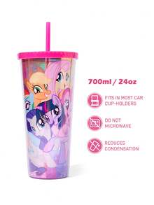 My Little Pony X SHEIN 24盎司/700毫升激光酷炫平底杯，带心形闪光 - 紅色 - 查看 3