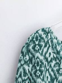EMERY ROSE Plus Size Minimalist Print Round Neck Long Sleeve Shirt - Mint Green - View 3