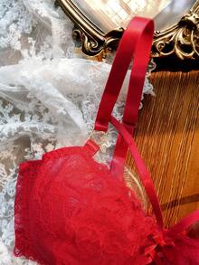 Divavoom Plus Size Women Sexy Lace Bra - Red - View 9