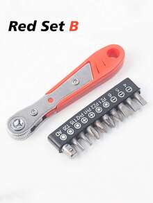 Ratchet Screwdriver Handles Narrow Spaces, Front And Rear, Elbow Wrench, Right Angle Bending, Cross Screwdriver, Steel Material, Red Color, Requires Assembly, Non-Electric, Battery-Free For Industrial And Scientific Use, Tools For Men - multicolor - View 10