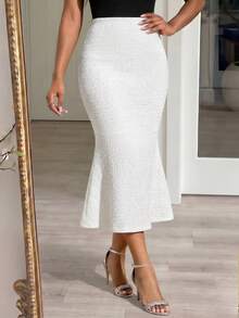 SHEIN Lady Falda media blanca elegante - Blanco - Ver 6