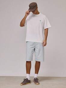 Oversized Crew Neck Short Sleeve Dropped Shoulder Large Back MUSERO STUDIOS Graphic Print Tshirt Spring Summer Holiday Essentials - White - View 3