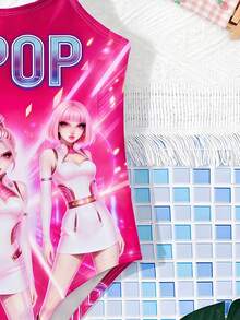 SHEIN 适合夏季的少女休闲简约连体泳衣 - 彩色 - 查看 5