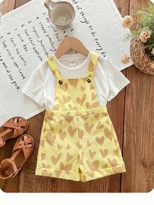 Bộ áo liền quần họa tiết hoa nhí màu mơ dễ thương, đa năng, thoải mái cho bé gái. - Màu vàng - Xem 3