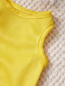 1件沙滩水果字母印花宠物背心，休闲风格，柔软透气，黄色 - 黃色 - 查看 2