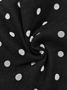Gaivellea Women's Fashionable French Polka Dot Chiffon Blouse, Intellectual Elegant Short Sleeve Ruffle Design Shirt For Summer - Black - View 3