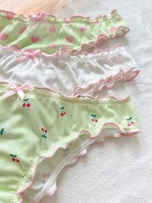 PetitDoll 3pcs/Set Women's Contrast Color Trim Triangle Panties - Multicolor - View 6