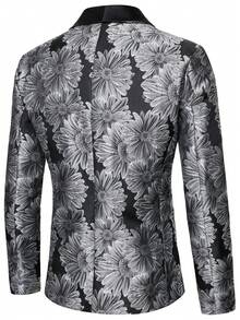 Manfinity AFTRDRK 男士商务通勤提花西装外套 - 黑色 - 查看 2