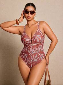 Elaquor Plus Size One-Pieces Summer Beach Vacation - Multicolor - View 7