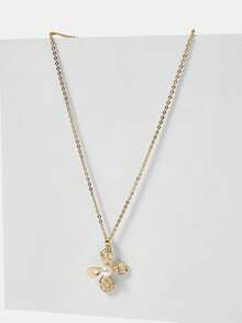 MOTF PREMIUM PRE18K镀金花朵白色宝石精致气质项链 - 金黃色 - 查看 5