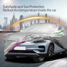 Approximately 16.4T Silver Coated Car Cover, Lightweight, Breathable, Anti-UV, Anti-Rain, Reflective Stripe, Dust-Proof - silver - View 4