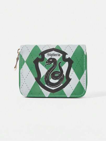 HARRY POTTER X SHEIN 1 حزمة، محفظة عملات بسحاب بتصميم أسود بشكل معين بطراز بسيط، مناسبة للنساء.