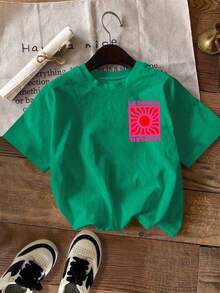 DrmWander Plus Size Summer Casual Striped Short Sleeve T-Shirt - Dark Green - View 2