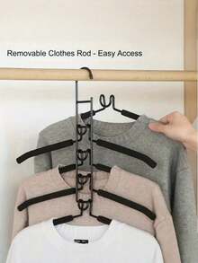 5 Packs Metal Heavy-Duty Space-Saving Coat Hangers, 5-In-1 Multi-Layer, With Non-Slip Foam Padding, For Coats, Sweaters, Suits And T-Shirts - Multicolor - View 5