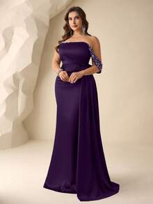Coutiva 大码串珠正式晚礼服 - 紫色 - 查看 3