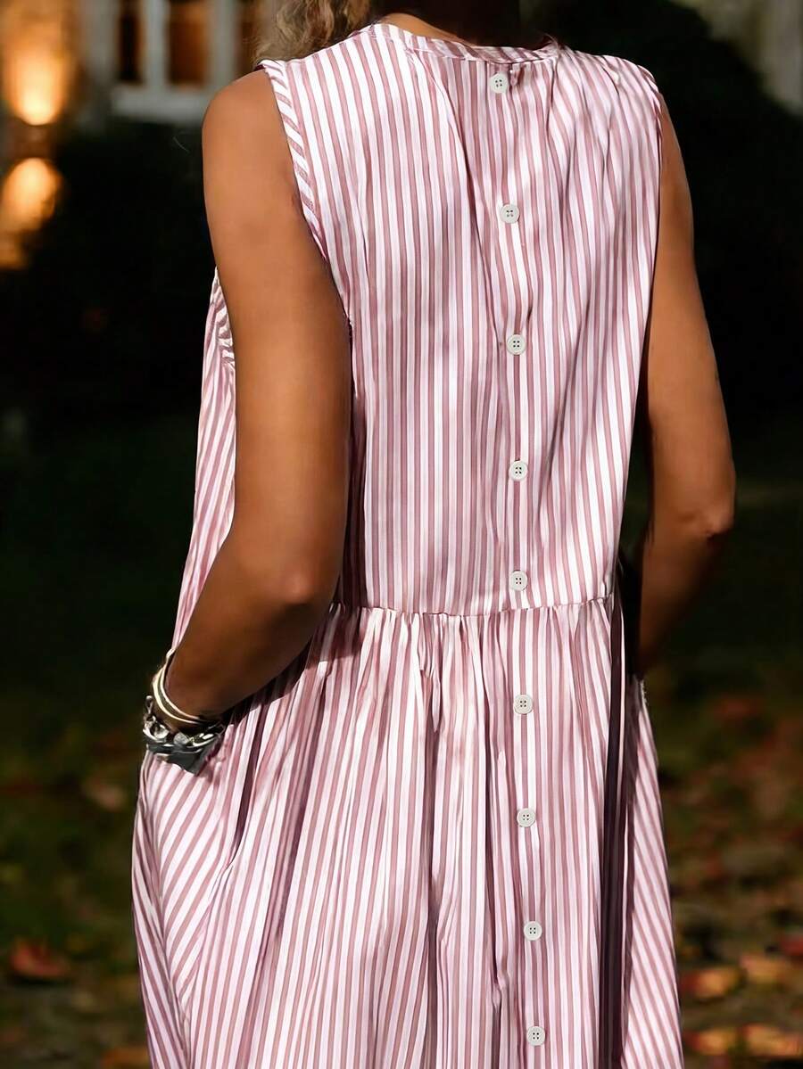 EMERY ROSE Women's Striped Print Sleeveless Dress, Casual Summer - Multicolor - View 1