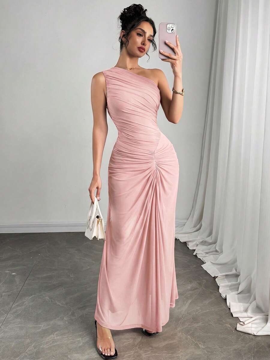Firerie 女士新款优雅红色褶裥网纱半身裙,假日半身裙,酒红色半身裙/海边休闲、派对、鸡尾酒会/音乐会/郊游休闲 - 淺粉色 - 查看 1
