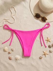 Elavelle Summer Beach Tie Side Bikini Thong - Hot Pink - View 4