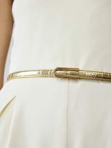 MOTF PREMIUM NEW U-BUCKLE TEXTURED THIN BELT - Gold - View 3