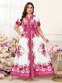 SHEIN Clasi 大码女士优雅印花V领花瓣袖收腰度假连衣裙，优雅连衣裙，女士新款连衣裙，Zanea女士连衣裙，夏季连衣裙，春季连衣裙，节日连衣裙，复活节连衣裙，优雅连衣裙，优雅派对连衣裙，沙滩连衣裙，婚礼宾客连衣裙，婚礼派对连衣裙，伴娘连衣裙，毕业礼服，母亲毕业礼服，休闲连衣裙，度假连衣裙，节日连衣裙，正式连衣裙，印花连衣裙，大码女士连衣裙，紫色飘逸连衣裙，优雅女士连衣裙，Florurora春夏优雅连衣裙，印花长裙，女士泡泡袖连衣裙，最新款连衣裙，Zanzea女士连衣裙，大码Zanea女士连衣裙，婚礼宾客服装，曲线身材生日连衣裙，大码女士连衣裙 - 彩色 - 查看 9