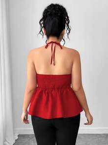 Elenzga Áo hai dây gợi cảm, thanh lịch dành cho nữ cỡ lớn, đa năng, phù hợp đi làm, thiết kế lưng thun co giãn, lý tưởng cho các hoạt động hàng ngày, đi làm và hẹn hò. - Đỏ - Xem 2