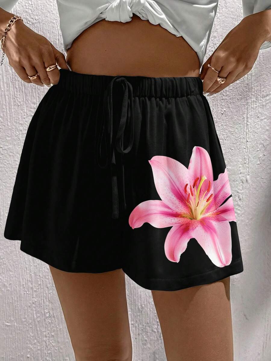 Easowa Quần short nữ phong cách tối giản, thoải mái, mang hơi hướng bohemian, thanh lịch, lãng mạn, retro, họa tiết hoa lá, màu nước và nhuộm tie-dye, thích hợp cho lễ hội âm nhạc, bãi biển, kỳ nghỉ, trang phục mùa hè cho nữ, quần short in họa tiết cho mùa xuân/hè. - Nhiều màu - Xem 1