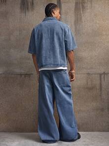 AXEPEAK Men's Washed Denim Shirt And Jeans Set, Fashion - Blue - View 2