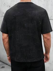 Manfinity Homme Plus Size Men's Casual Round Neck Short Sleeve T-Shirt, Summer - Black - View 2