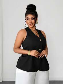 Maweii Blusa/camisa casual elegante y sexy de cuello en V profundo con lazo en la cintura, adecuada para el uso diario - Negro - Ver 4