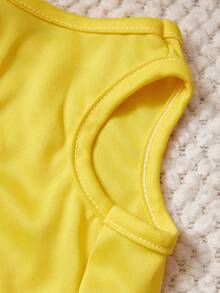 1件沙滩水果字母印花宠物背心，休闲风格，柔软透气，黄色 - 黃色 - 查看 3