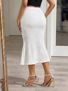SHEIN Lady Falda media blanca elegante - Blanco - Ver 2
