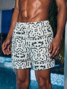 Manfinity Swimmode 度假海灘全身印花沙灘短褲 - 彩色 - 查看 3