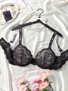 DesireSculpt 1 pieza Sujetador con aros y encaje para tallas grandes - Negro - Ver 6
