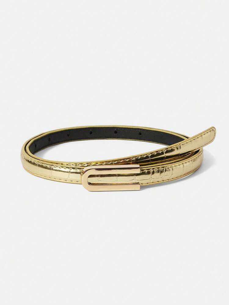 NEW U-BUCKLE TEXTURED THIN BELT