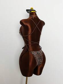 Swim SXY New Sexy Leopard Print Sequin Backless One-Piece Swimsuit For Women, Casual Beach Resort Mature Style, Spring/Summer - Multicolor - View 7