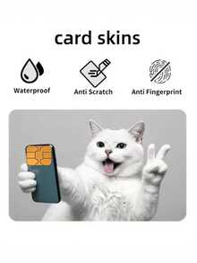 Zazumi 1PC Cute Cat Pattern Credit Card Skin Sticker, Kawaii White Cat Selfie Debit Card Cover Decal, Waterproof Anti-Scratch Card Sticker For Bank Card, Transportation Card & Key Card, Creative Funny Cat Themed Card Skin For Card Decoration, Ideal Personalized Accessory For Cat Lovers & Students, Premium PVC Material With Matte Finish, Perfect For Card Decoration, Scratch Protection & Personalized Customization, Great For Credit Card Sticker, Cat Themed Card Skin & Kawaii Accessory - multicolor - View 4