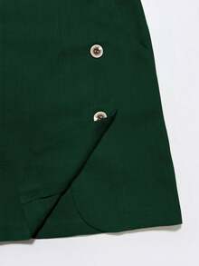 Franclia Women's Elegant Casual Solid Sage Green Color Versatile Shorts, Summer Date - Green - View 3