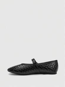 CUCCOO BIZCHIC Women's Buckle Simple And Generous Flat Bottom, Suitable For Daily Travel Commuting Leisure Round Toe Shoes - Black - View 4