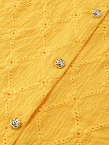 GlowEve Women's Summer Casual Vacation Solid Color Jacquard Decor Front Button Tank Top - Ginger - View 5