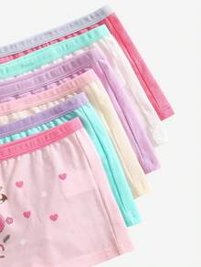SHEIN 6条/套 女孩舒适美人鱼、独角兽、水豚、火烈鸟印花纯棉三角内裤 - 彩色 - 查看 6